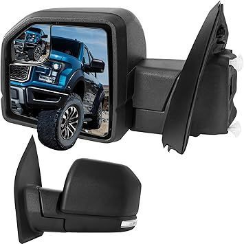 lot 8303 image: For Ford F150 Side Mirror Replacement Fits F150 Left Driver Side Mirror  Fits Ford F150 2015 2016 2017 2018 2019 2020 Side View Mirror  6 PINS  FO1320556  wHeated Turn Signal Light - Retail $87