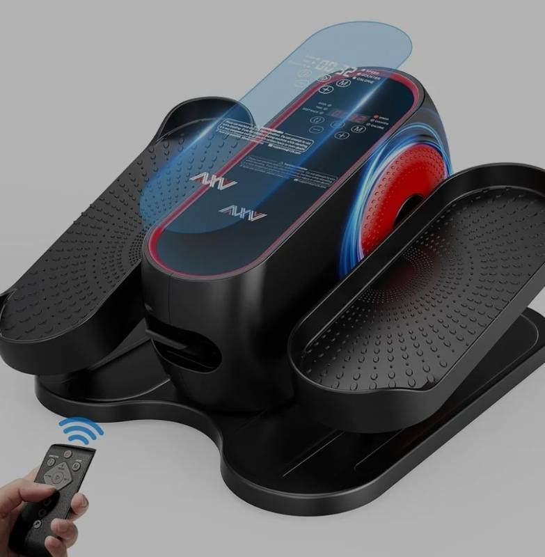 lot 7370 image: AXV New Upgraded Under Desk Elliptical Exercise Machine,Electric Ellipse Leg Exerciser As Seen On TV,Training Machines While Sitting for Seniors Home,Portable, Quiet, with Remote Control - Retail $109