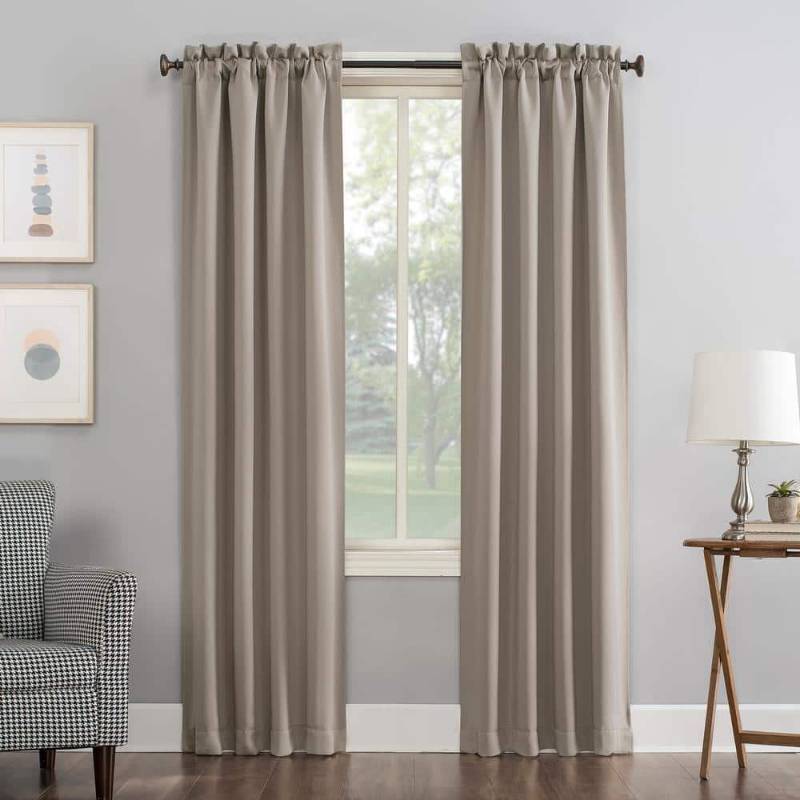 lot 10994 image: Sun Zero Nolan Energy Saving Blackout Rod Pocket Curtain Panel  40 x95   Stone (Single Panel)