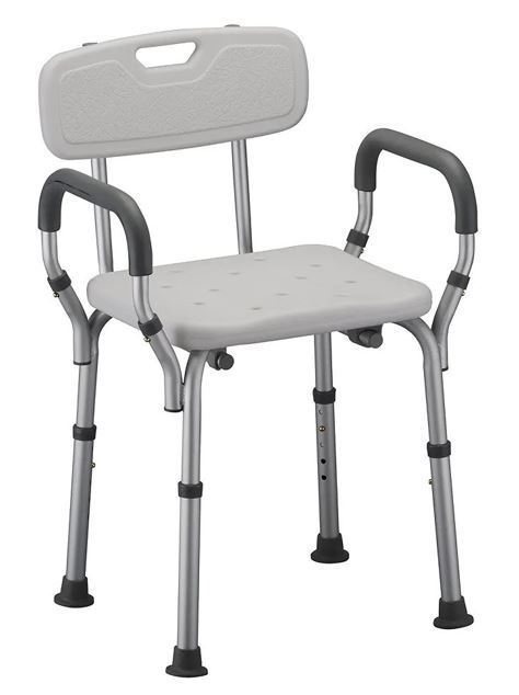 lot 2144 image: Shower and Bath Chair with Back & Arms, White, 1 Count - Retail $50