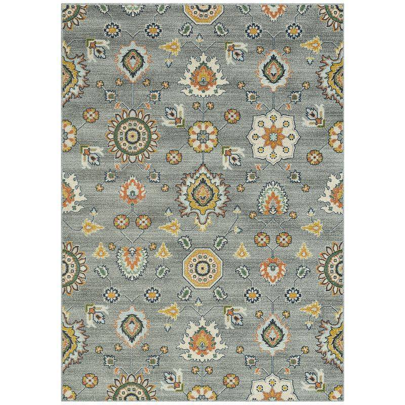 lot 5029 image: Maples Rugs Arora Floral Area & Washable Throw Rug, Radiant Gray 24x96 - Retail $62