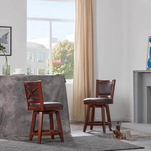 lot 2357 image: 24 Broadmoor Swivel Counter Height Barstool with Back Cappuccino - Boraaqm - brown  - Retail $100