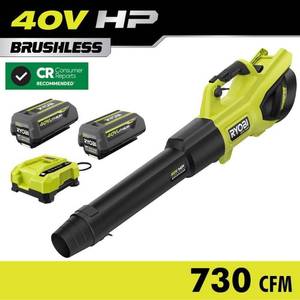 lot 2360 image: 40V HP Brushless Whisper Series 190 MPH 730 CFM Cordless Battery Jet Fan Leaf Blower with (1) 4.0 Ah Batteries & Charger - Retail $250