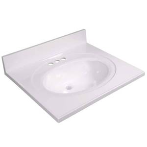 lot 5213 image: Design House Vanity Top in Cultured Solid White Cultured Marble  25-Inch by 22-Inch - Retail $80