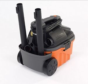 lot 6340 image: 4 Gal. 5.0 Peak HP Portable Shop Vacuum Wet Dry Vac with Fine Dust Filter, Locking Hose and Attachments WD4070 - Retail $100