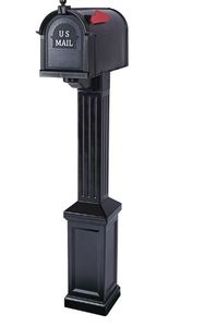lot 6342 image: Craftsman Mailbox and Post Kit, Black