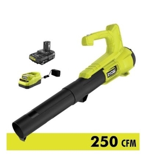 lot 7801 image: ONE 18V 90 MPH 250 CFM Cordless Battery Leaf BlowerSweeper with 2.0 Ah Battery and Charger - Retail $79