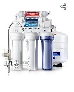 lot 9213 image: iSpring RCC7AK, NSF Certified, 75 GPD, Alkaline 6-Stage Reverse Osmosis System, pH Remineralization RO Water Filter System Under Sink, Patented Top-Mounted Faucet Design for Easy Installation - Retail $235