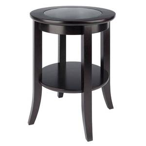 lot 9217 image: Winsome Wood Genoa Round End Table with Glass Top  Espresso Finish
