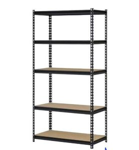 lot 9231 image: Muscle Rack 5-Shelf Steel Storage Shelf Unit, Black, 800 lbs Capacity - Retail $59