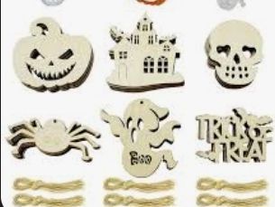 lot 6382 image: Halloween White Decorative Wood Cut-Outs