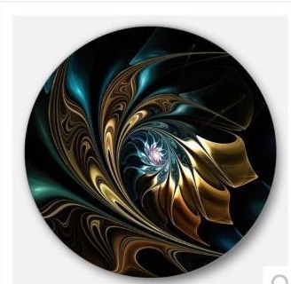 lot 2533 image: Modern Fractal Metal Wall Art - 29 inch Round Clock  - Retail $89