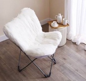 lot 2702 image: White Faux Fur Butterfly Chair - Retail $85