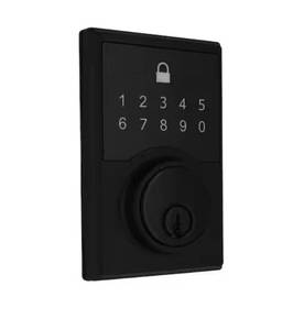 lot 3133 image: DefiantSquare Matte Black Compact Touch Electronic Single Cylinder Deadbolt