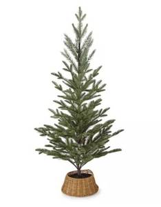 lot 5493 image: North Pole Trading Co. 36in Rattan Potted Christmas Tabletop Tree, One Size, Green - Retail $22