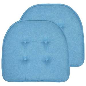 lot 5495 image: Sweet Home Collection Chair Cushion Memory Foam Pads Tufted Slip Non Skid Rubber Back U-Shaped 17  x 16  Seat Cover  2 Count (Pack of 1)  Turquoise - Retail $16