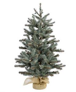 lot 5498 image: Fraser Hill Farm 2-ft. Heritage Pine Artificial Tree with Burlap Base and Battery-Operated Warm White LED Lights