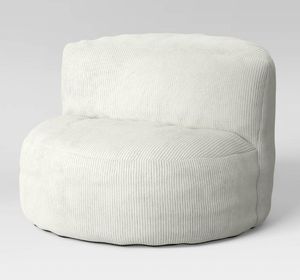 lot 6475 image: Memory Foam Filled Bean Bag Chair with Corduroy Cover Cream - Room Essentials - Retail $85
