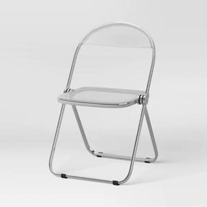 lot 8064 image: Modern Metal Acrylic Dorm Folding Chair Chrome - Room Essentials - Retail $50