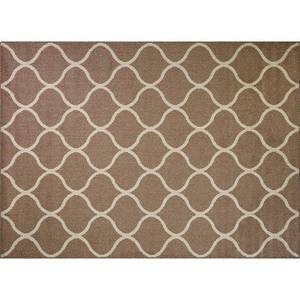 lot 9874 image: Maples Rugs Transitional Fretwork Caf� Tan Indoor Long Runner Rug  2 6  x 10 - Retail $55