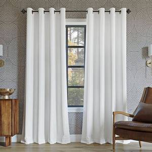 lot 9876 image: 52x63 Sun Zero 100% Blackout Oslo Theater Grade Grommet Curtain Panel White Modern Energy Efficient Indoor Drapery