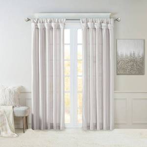 lot 9881 image: Pack of 3 ,Madison Park Emilia Twist Tab Lined Window Curtain Panel in Silver  50 x84