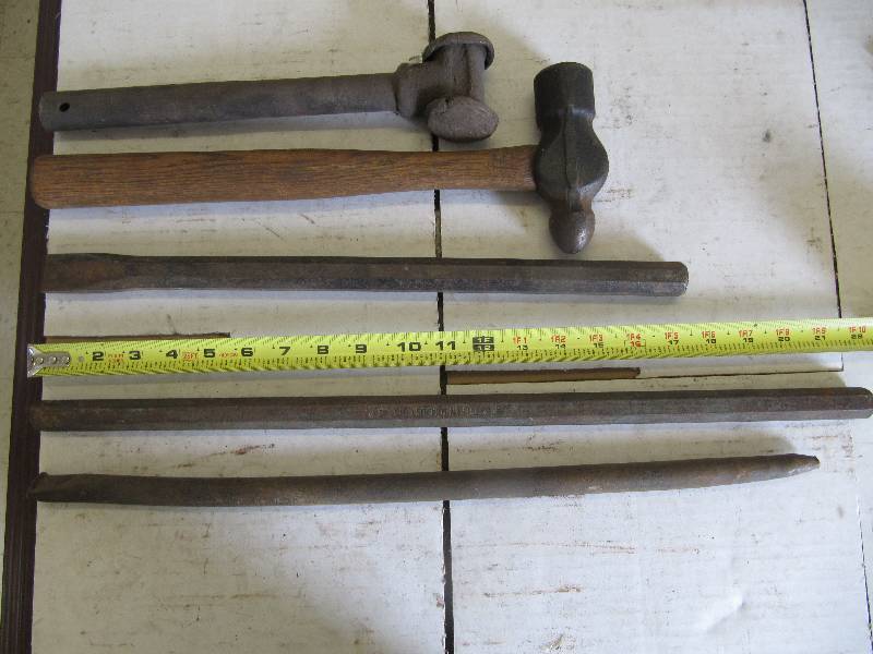 lot 756 image: Lot of 3 Large Chisels and 2 Hammers  (Shop Tools)
