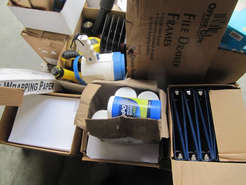 lot 324 image: Pallet of Office Supplies including 2019 Desk Calendars -File Folders and More