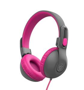 lot 3156 image: JLab JBuddies Studio 2 Kids Wired Headphones, Volume Limiter, Foldable, Adjustable, Mic, Noise Isolation, GreyPink