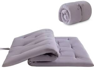 lot 3166 image: Japanese Floor Mattress, Futon Mattress Twin Size 39x 80, 2.56 Thicken Tatami Mattress, Portable Foldable Floor Bed, Roll Up Futon Cushion, Suitable for Camping Guest Room Dormitory (Grey) - Retail $69