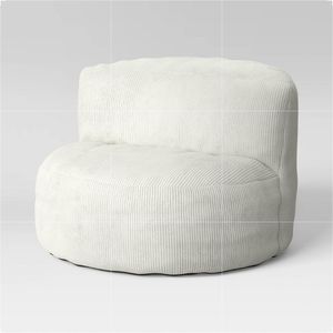 lot 4092 image: Memory Foam Filled Bean Bag Chair with Corduroy Cover Cream - Room Essentials - Retail $85