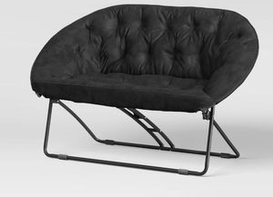 lot 4097 image: Double Dish Loveseat Sofa Chair Black - Room Essentials - Retail $70