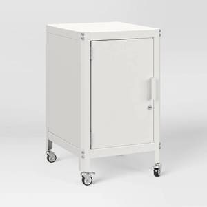 lot 4098 image: Metal Rolling Locker Storage Cabinet with Lock Chalk White - Room Essentials - Retail $60