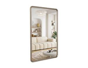 lot 5706 image: Brushed Vanity Mirror Silver Rectangle Mirror for Bathroom 24x36 Metal Framed Wall Mounted Mirror(Horizontal or Vertical)