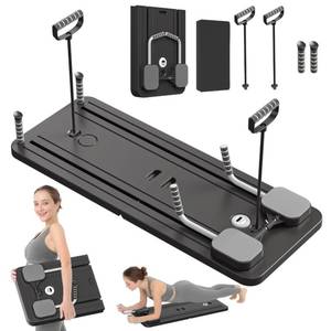 lot 5709 image: JANUA Pilates Board - Pilates Reformer Set, Multi-Purpose Foldable Pilates Reformer Board for Home, 5 in 1 Pilates Sliding Board (Black)