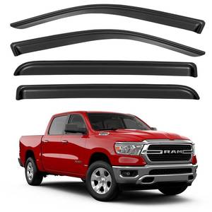 lot 7206 image: Window Visors Rain Guards for 2019-2025 Dodge Ram 1500 Crew Cab (New Body Style), Out-Channel Window Vent Wind Deflectors Visors Shades for 19-25 Ram 1500 Full-Size Cab