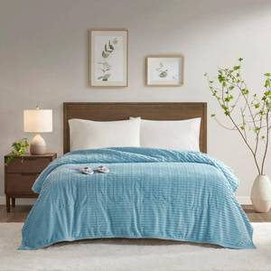 lot 7223 image: Serta King Corded Plush Electric Blanket Blue, Machine Washable, King Size - Retail $105.49