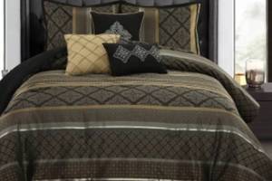 lot 7225 image: TefiaBlack Gold7 PIECE COMFORTER SET QUEEN