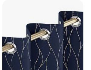 lot 7245 image: 100% BLACKOUT GROMMET PANELOne Grommet Panel50 in wide x 108 in length (127 cm x 274 cm) Fits up to 1.25 in (3.18 cm) diameter rod
