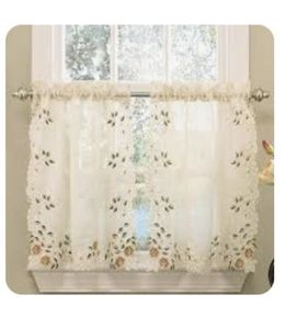lot 7252 image: Sweet Home Collection Kitchen Window Tier Swag Or Valance Curtain Treatment I...
