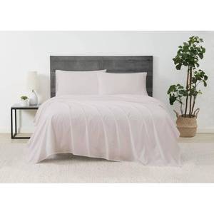 lot 7258 image: Cannon Split King 5pc Solid Percale Sheet Set Blush 100% Cotton, 200 Thread Count, Includes 2 Pillowcases & Fitted Sheets