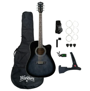 lot 70393 image: Washburn WA90CETBBPACK Learn & Play Pack Acoustic Guitar with Electric Pick-up Bundle