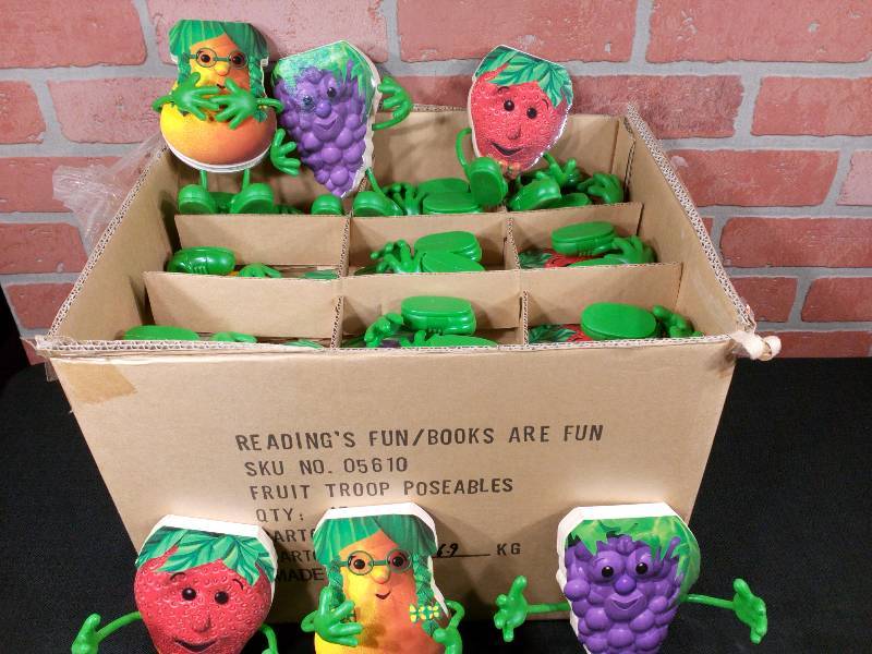 lot 37 image: Fruit Troop Bendable Books-Penny Pear Gentleness-Strawberry Sam Love- Gladys Grape Joy