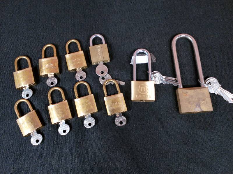 lot 92 image: Brass Padlocks With Keys