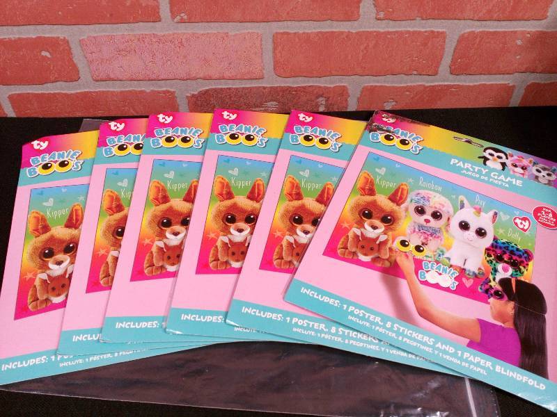 lot 135 image: TY Beanie Boos Party Game Includes  1 Poster - 8 Stickers - 1 Paper Blind Fold