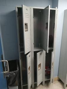 lot 6055 image: Used Metal Storage Lockers - Double Tier Set -ITEM HALTED NO LONGER AVALIABLE