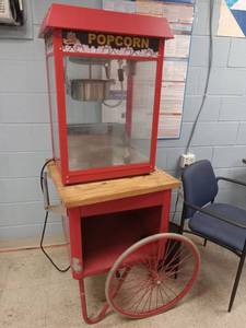 lot 6056 image: Vintage Style Popcorn Cart with Wheels  - Retail $299
