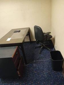 lot 6105 image: Complete Office Desk Set with Storage and Chair  - Retail $399