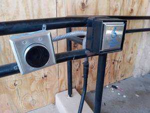 lot 6115 image: Commercial Automatic Door Opener System with Lock 118 height to top of window  - Retail $1200 ITEM HALTED NO LONGER AVALIABLE