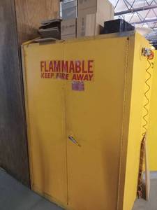 lot 6138 image: Industrial Flammable Storage Cabinet with Bobrick Supplies  - Retail $300